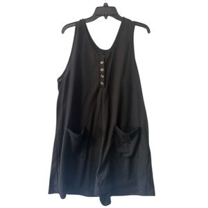 SHEIN CURVE Black Buttoned Romper w/Pockets